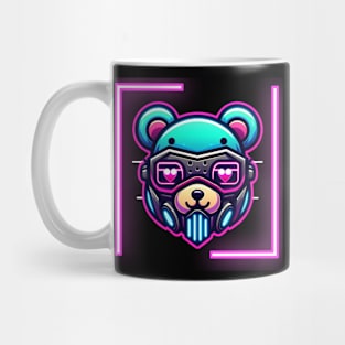 neon cyberpunk bear graphic Mug